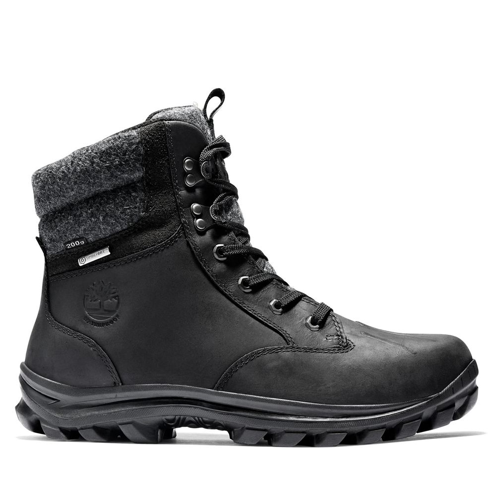 Timberland Mens Snow Boots Chillberg Mid Waterproof - Black - India RT0653924